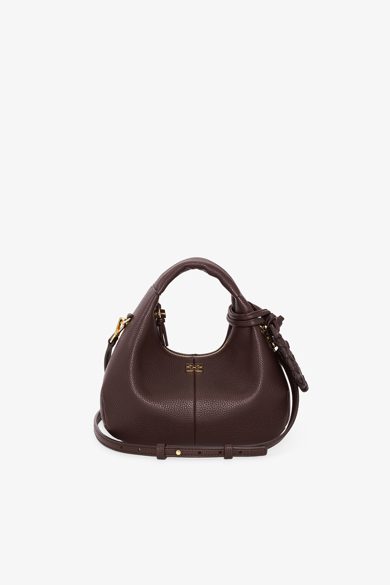 Chicory Coffee Brown Mini Hobo Bag | GANNI US