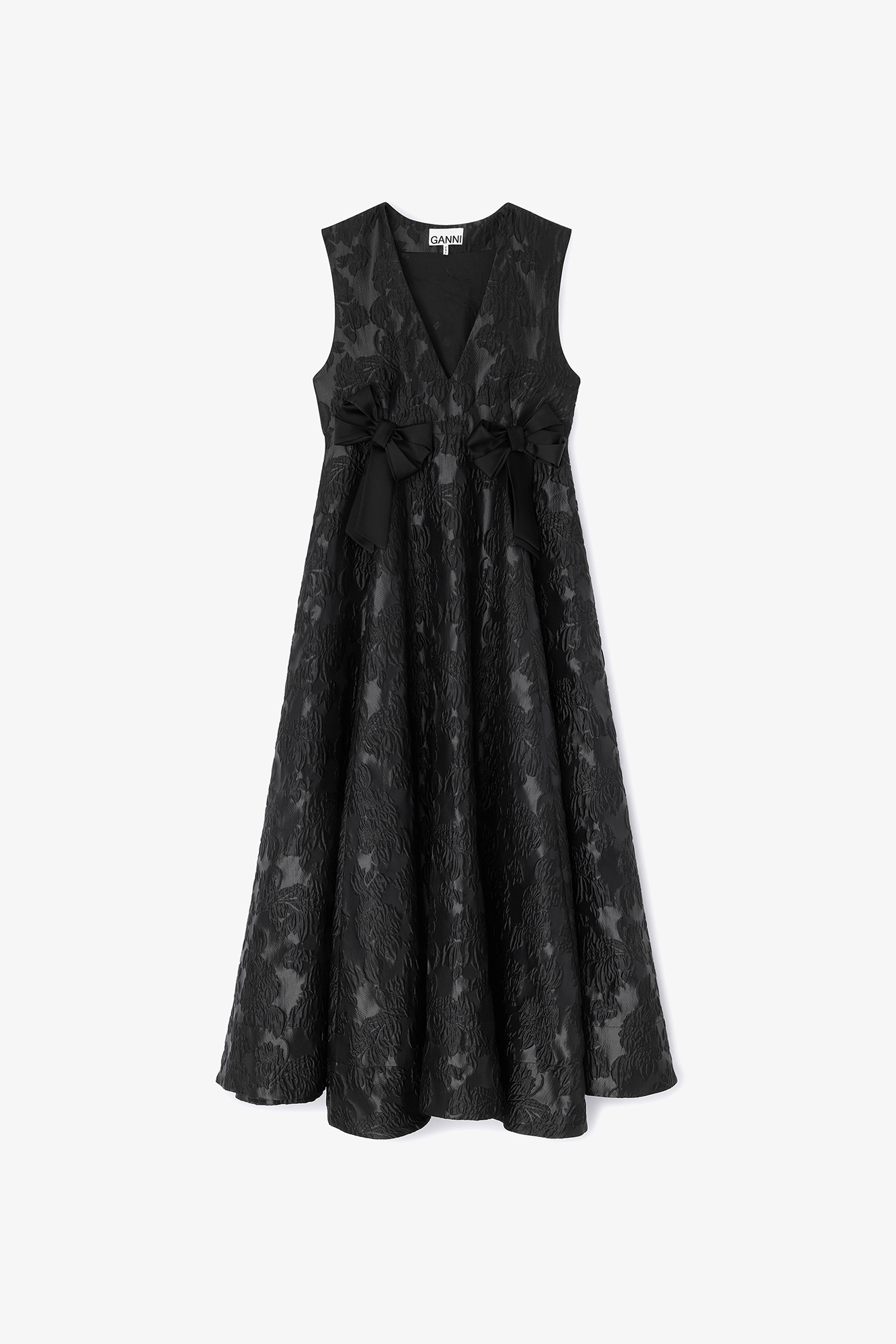 Satin Cloque Long Dress | GANNI US