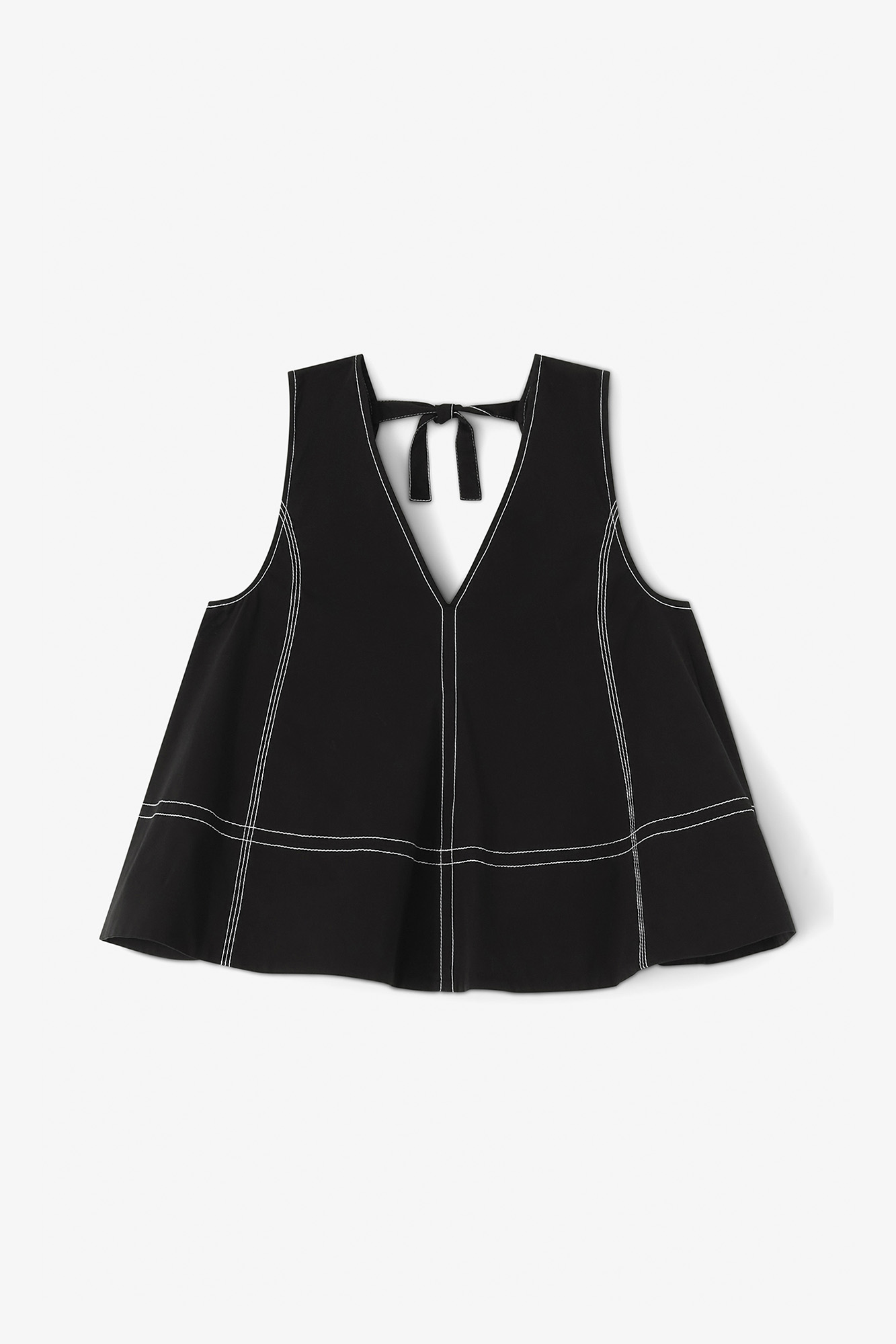 Black Cotton A-line Top | GANNI US