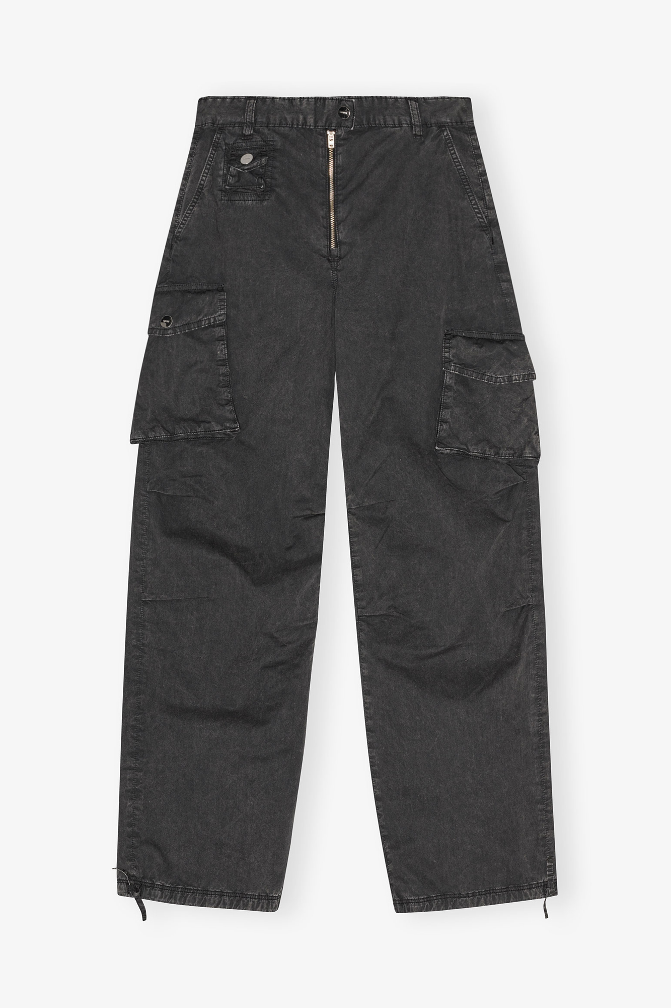 Black Washed Twill Pants | GANNI US