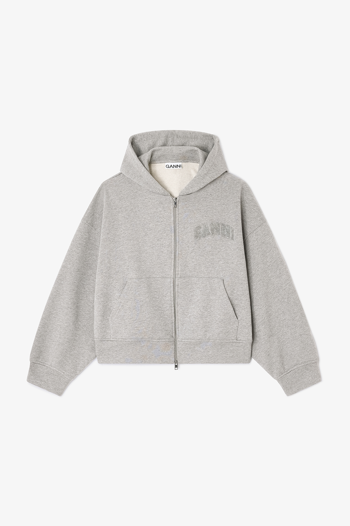 Grey Two-way Zip Hoodie | GANNI US Grey Two-way Zip Hoodie | GANNI US