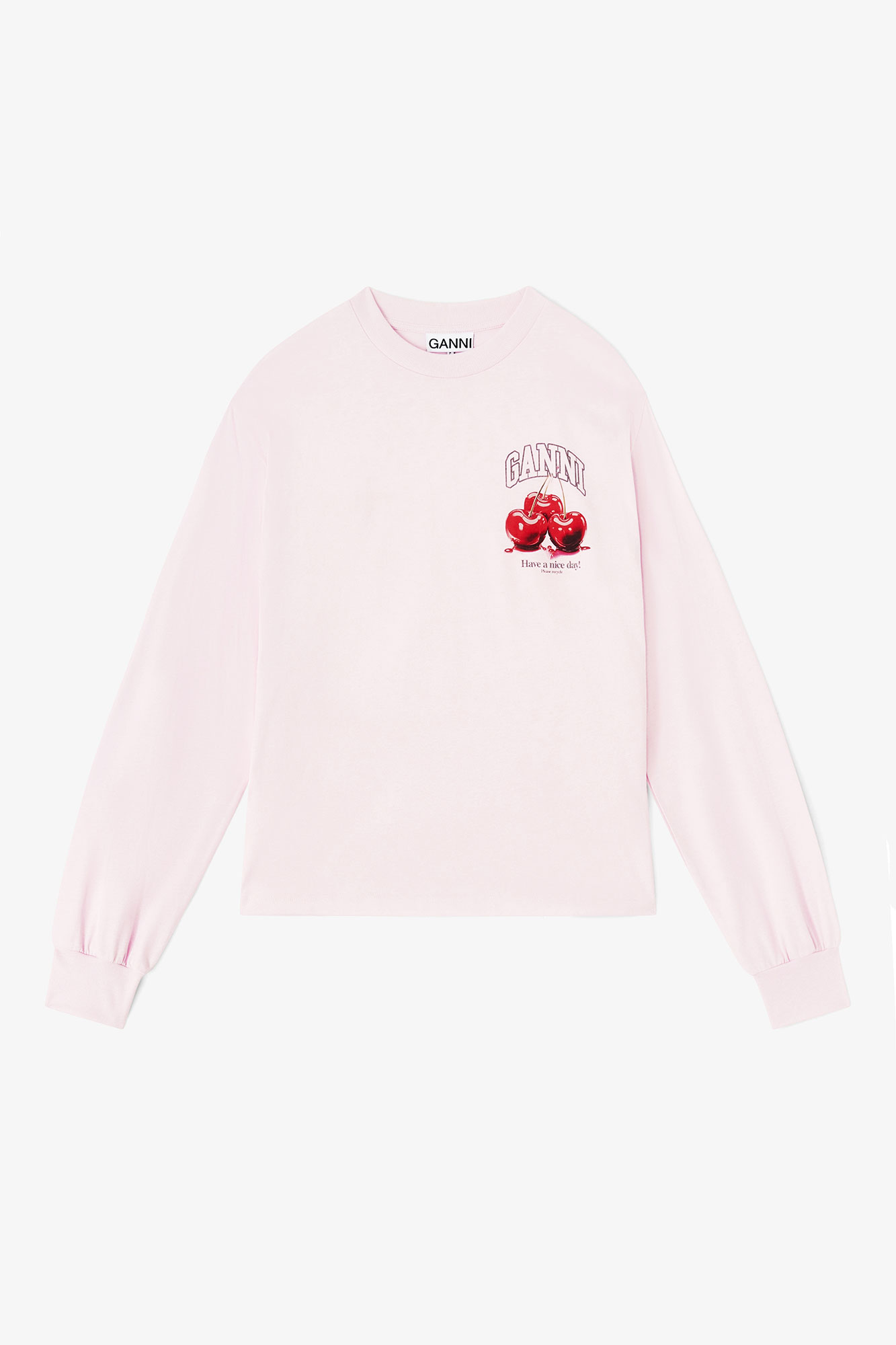 Chalk Pink Long Sleeve Fruit T-shirt | GANNI US