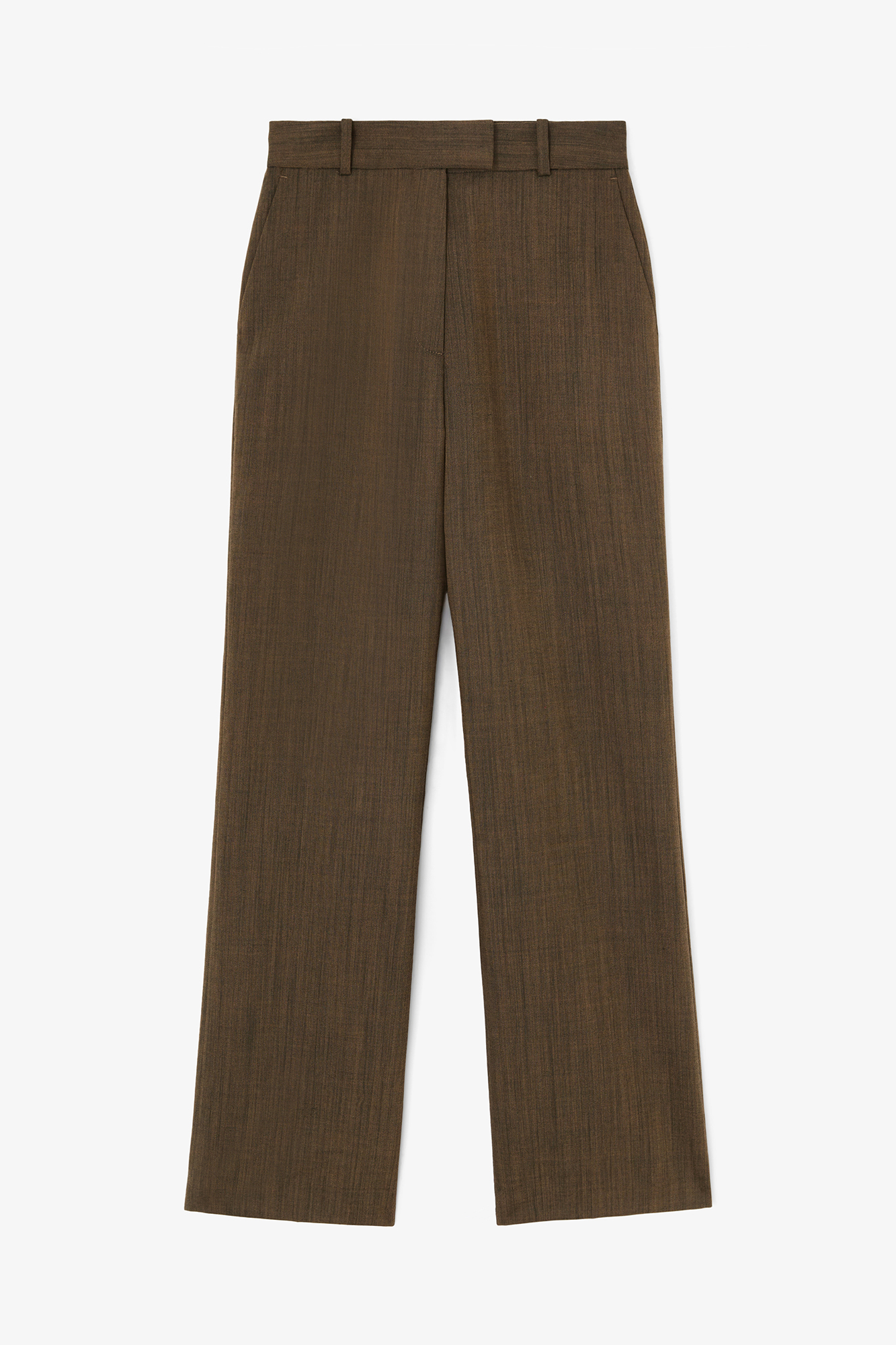 Trousers in Brown Wool Melange | GANNI RO