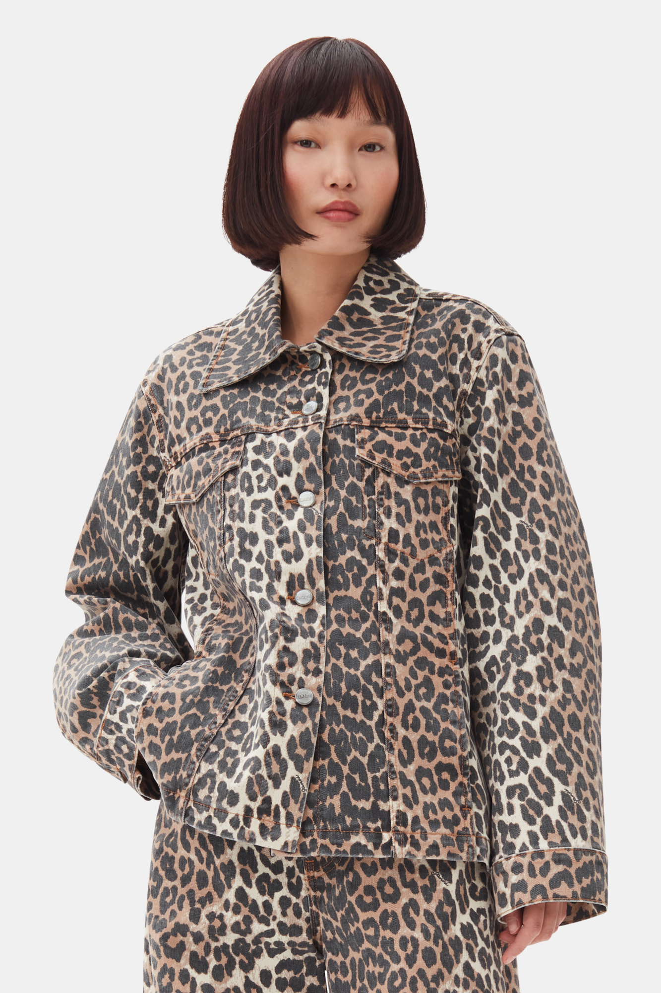ジャケット・アウター MM22 ITALYMODE LEOPARD DEERSKIN JACKET Leopard Leopard Denim Jacket | GANNI US