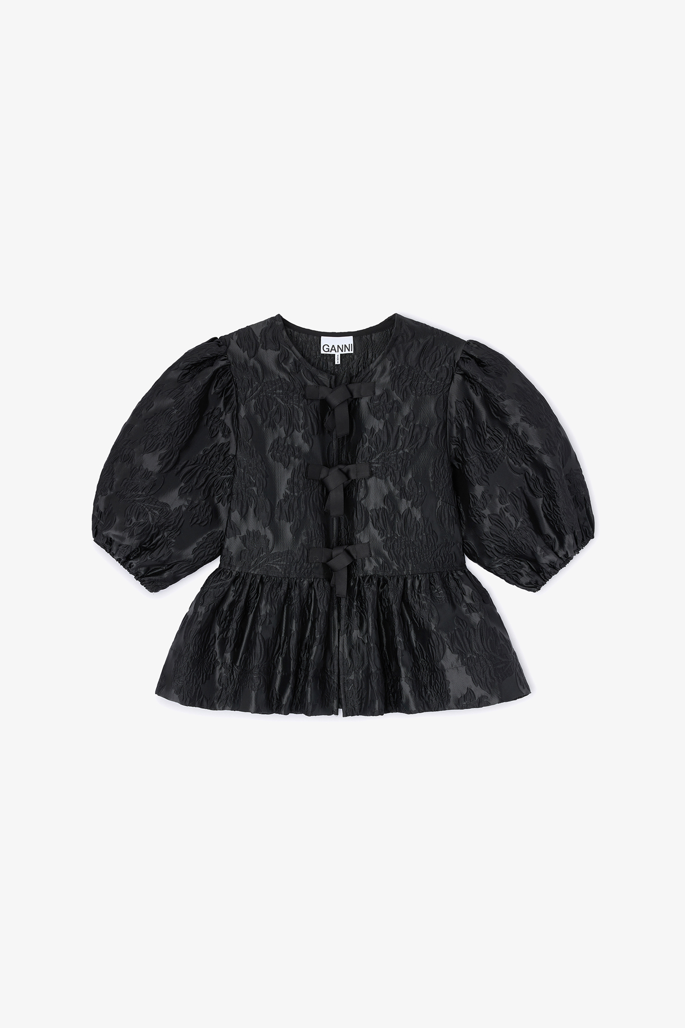 Satin Peplum Tie Blouse | GANNI US