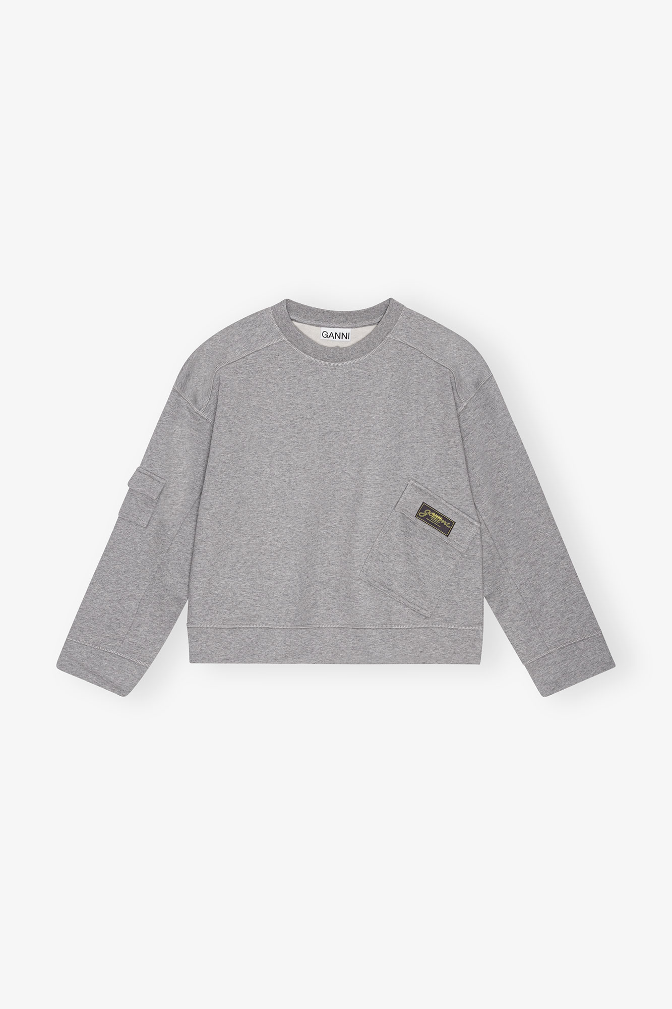 【人気商品】GANNI サイドスリットボリュームスリーブプルオーバー　グレー 人気商品】GANNI サイドスリットボリュームスリーブプルオーバー