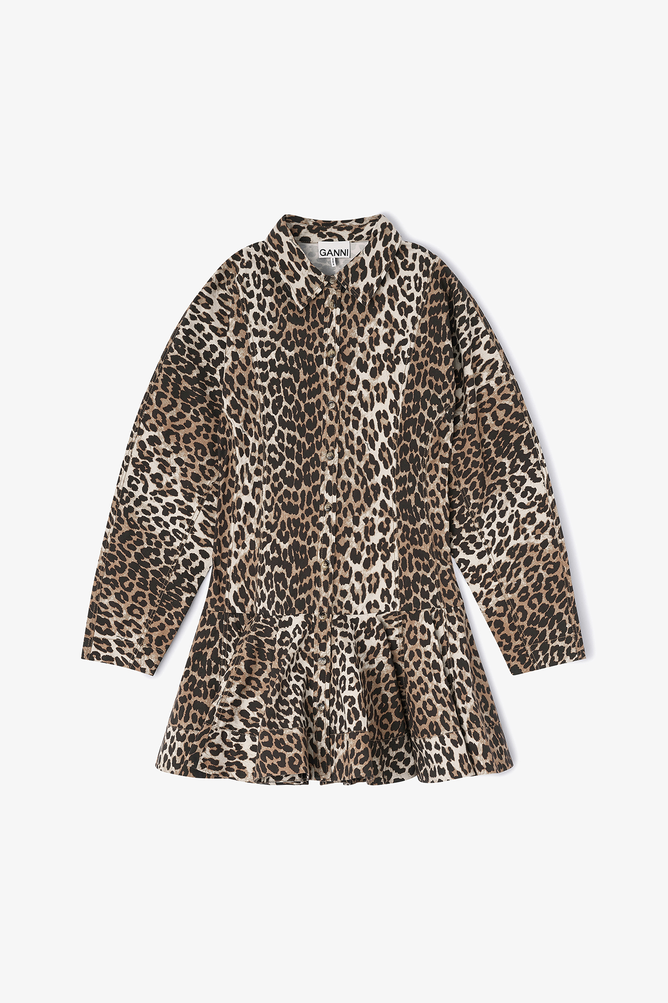 ganni leopard shirt dress GANNI Brown Leopard Shirt Dress