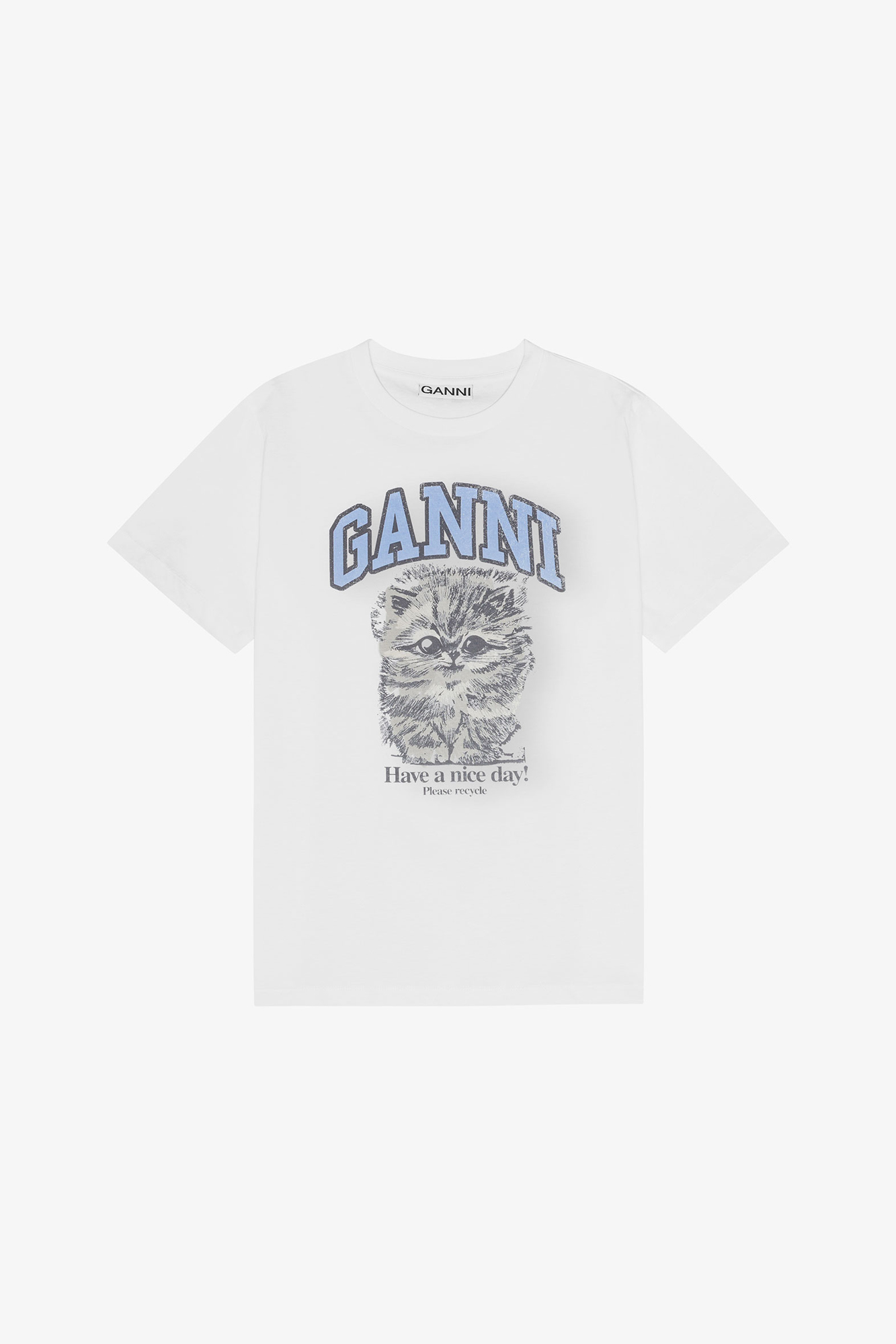 White Relaxed Jersey Kitty T-shirt | GANNI US