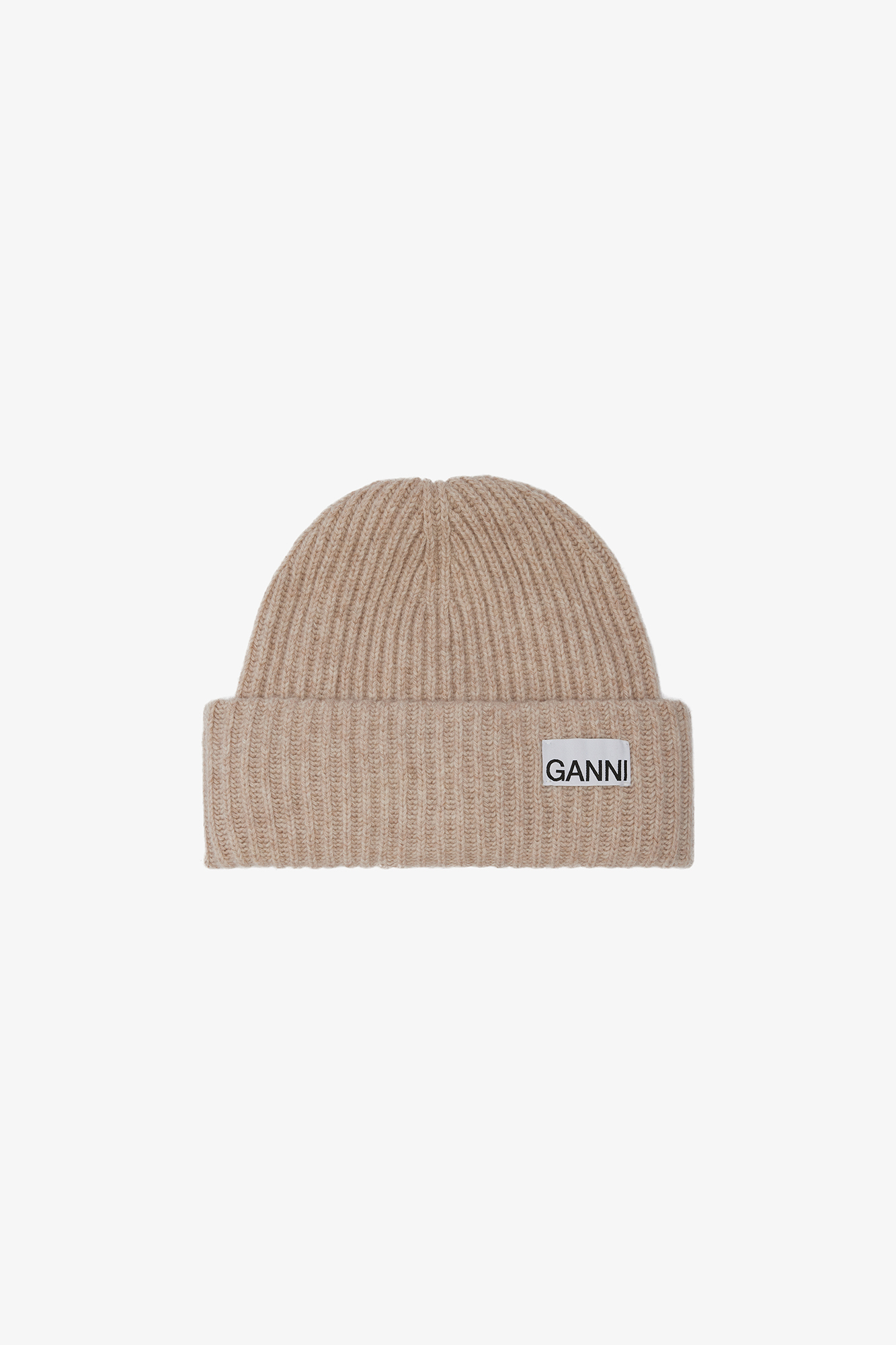 Oversized Wool Rib Knit Beanie | GANNI US