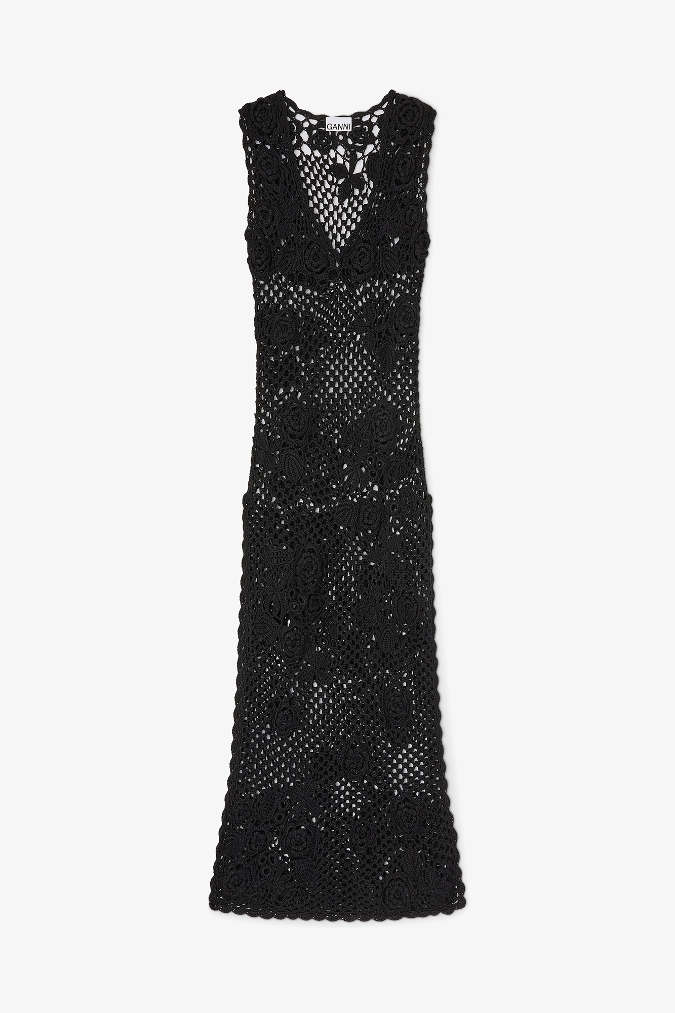 ganni multicolor crochet halterneck dress Women's Light blue/multicolor striped Crochet-Look Halterneck Dress