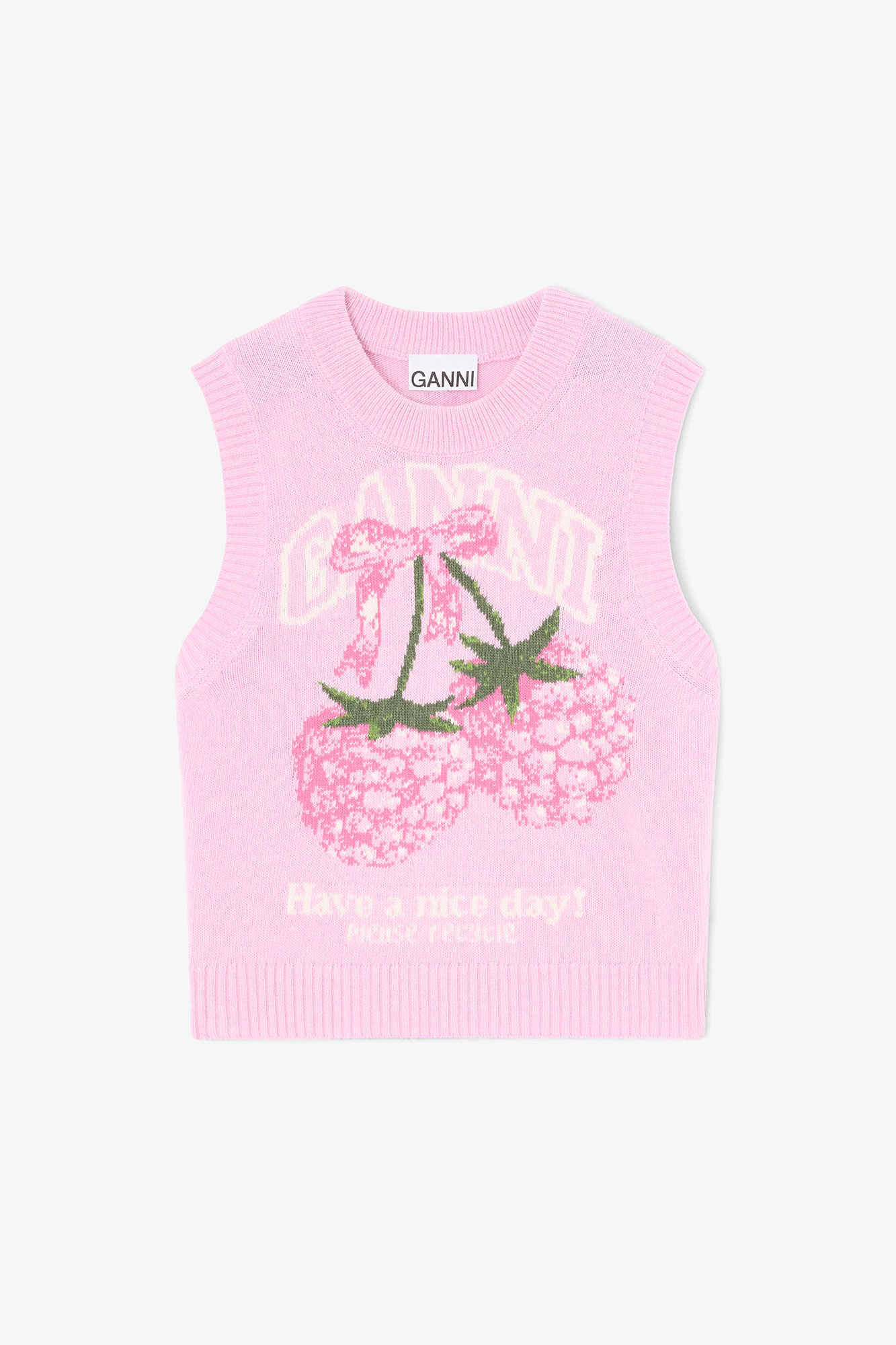 Chalk Pink Vest in Graphic Wool | GANNI US