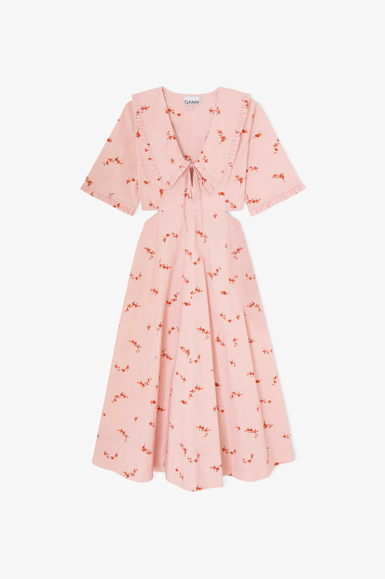 ganni dress pink Ganni Poplin Midi Dress
