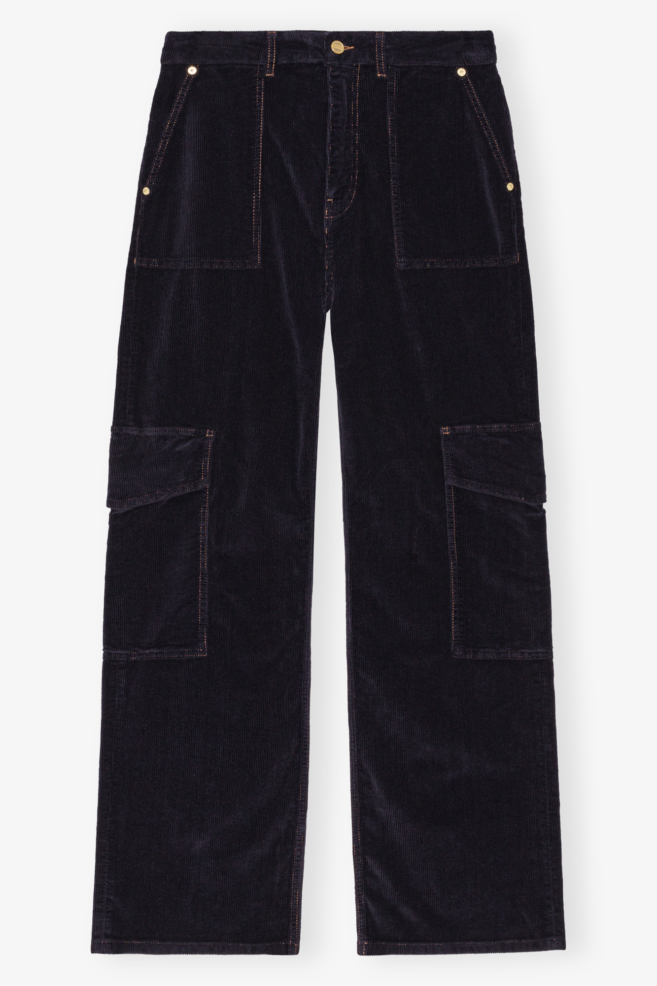 Sky Captain Blue Washed Corduroy Cargo Pants | GANNI US