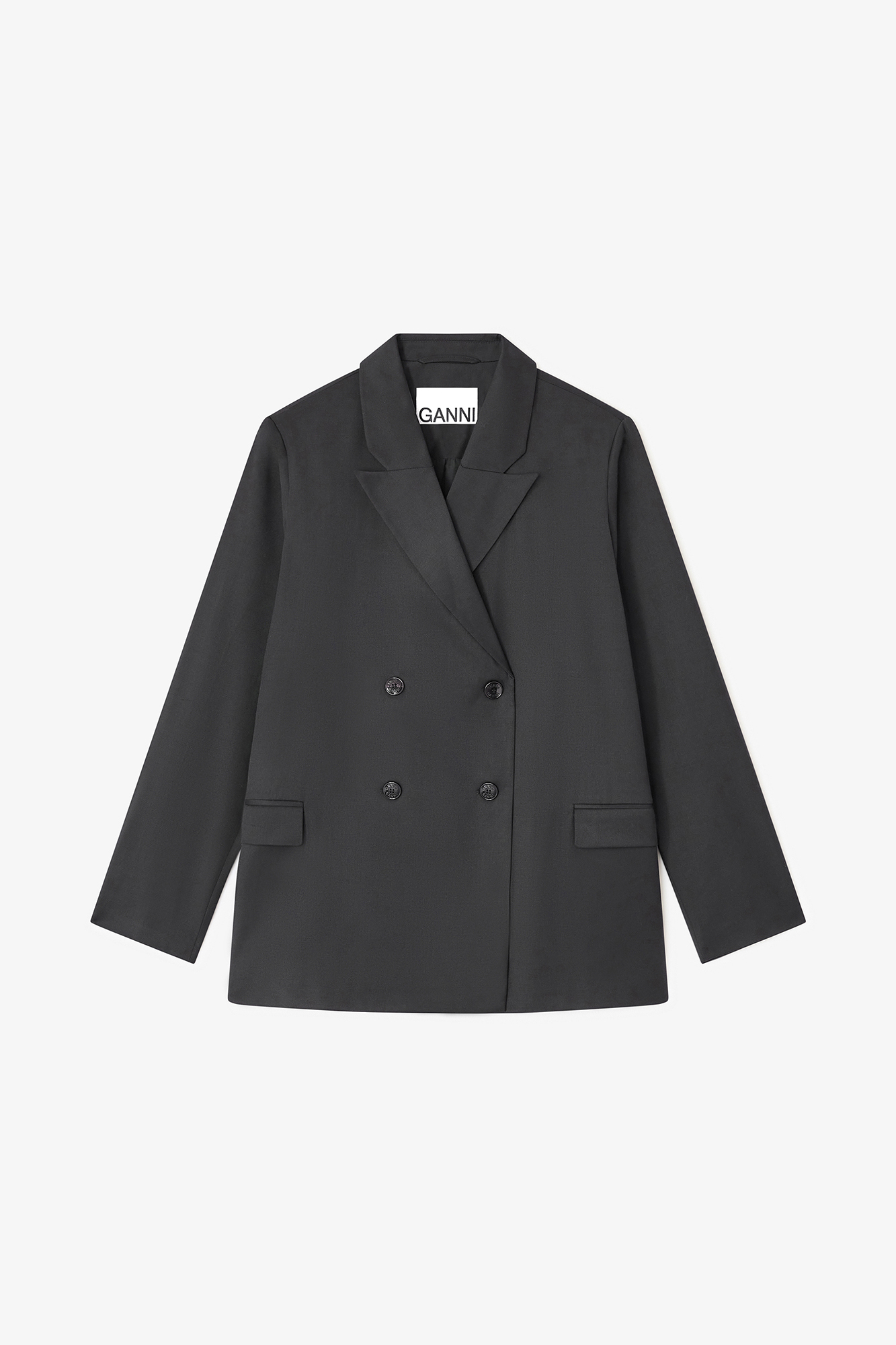 Ganni Double Breasted Wool Blazer