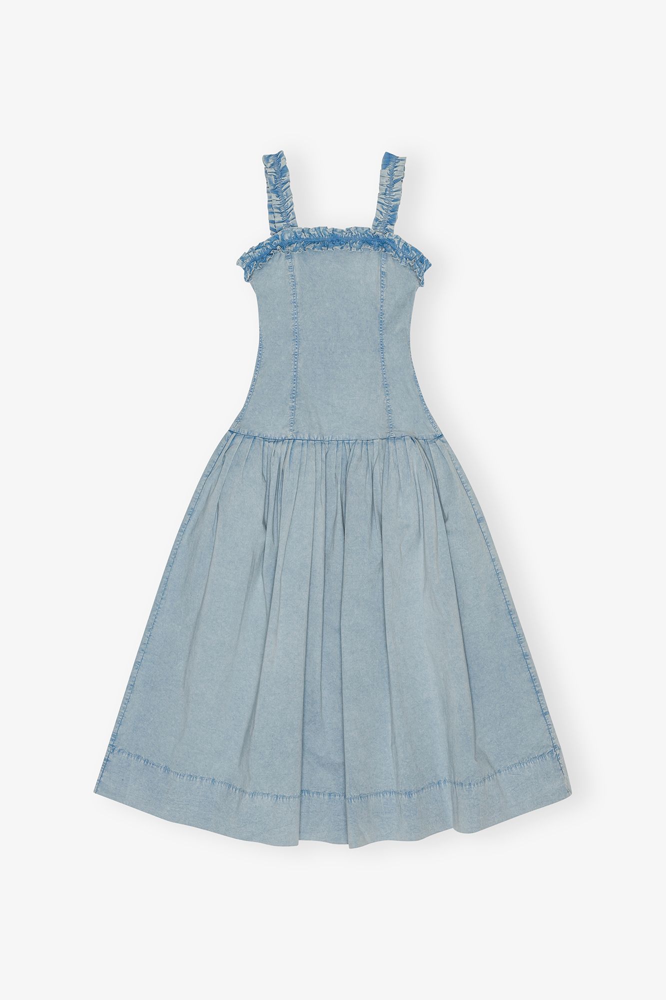 Blue Washed Stretch Cotton Corset Dress | GANNI US