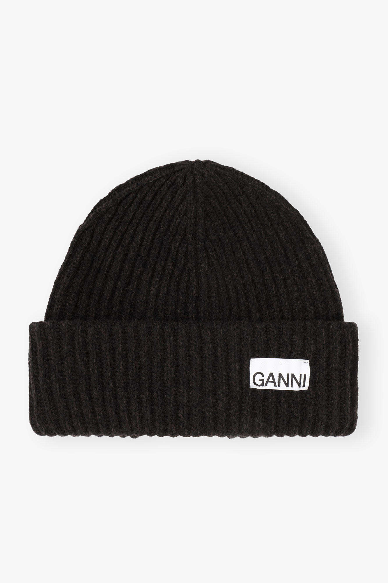 ganni❤︎beanie Oversized Wool Rib Knit Beanie | GANNI NL