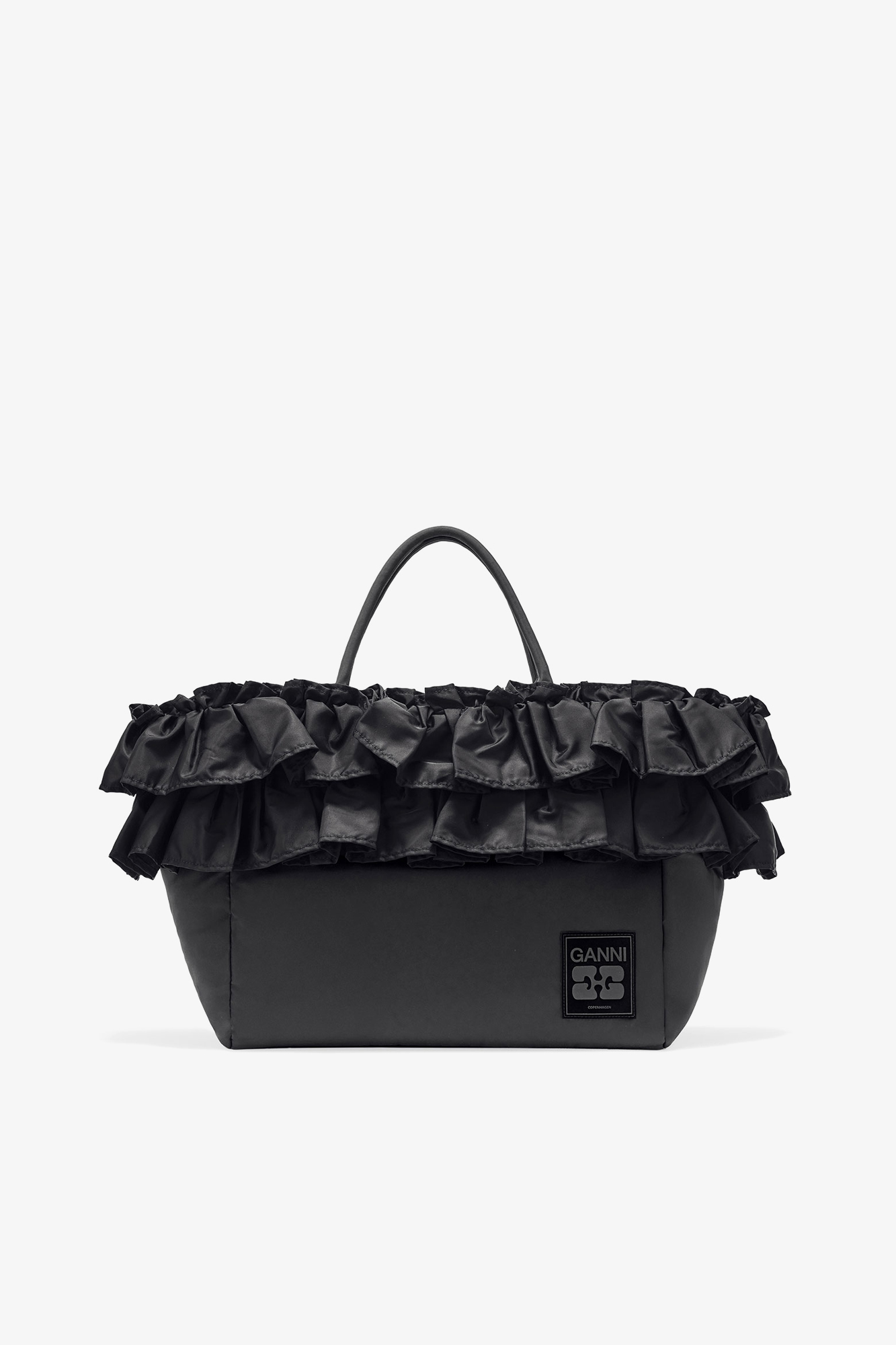 Black Black XXL Ruffle Tote | GANNI US