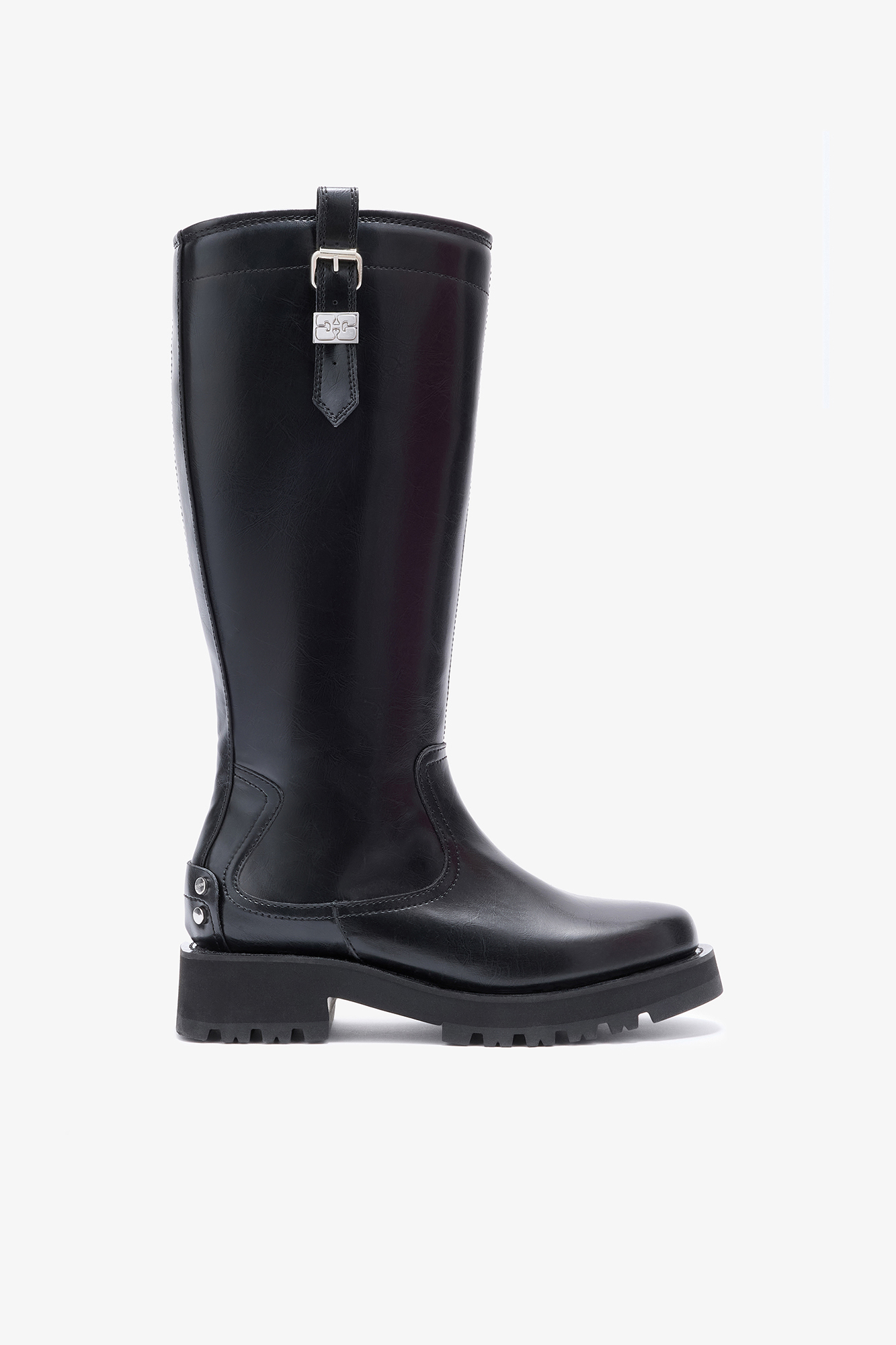 High Boots in Black Oleatex | GANNI US