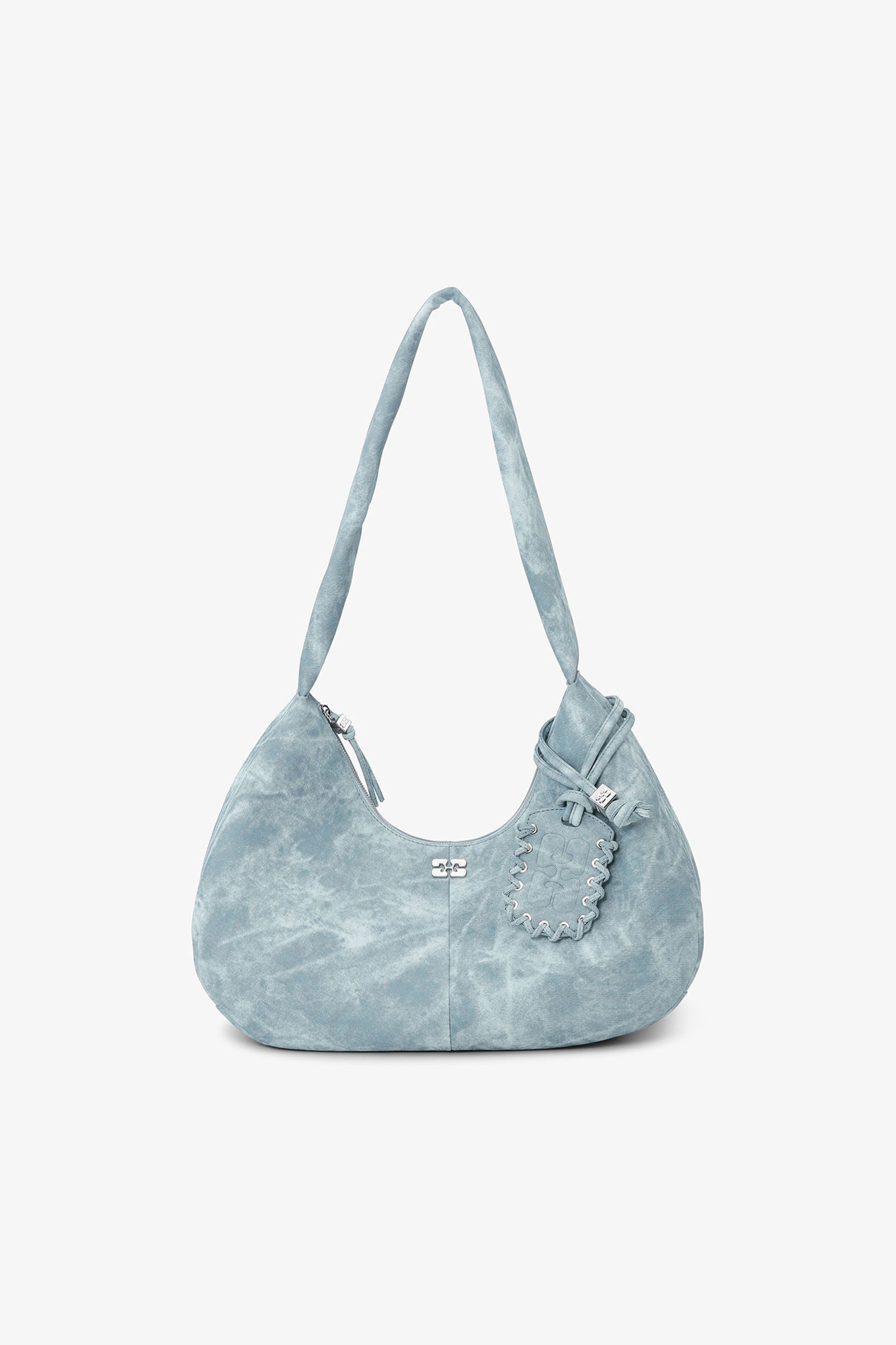 Celestial Blue Bleached Medium Hobo Bag | GANNI (Global) CA