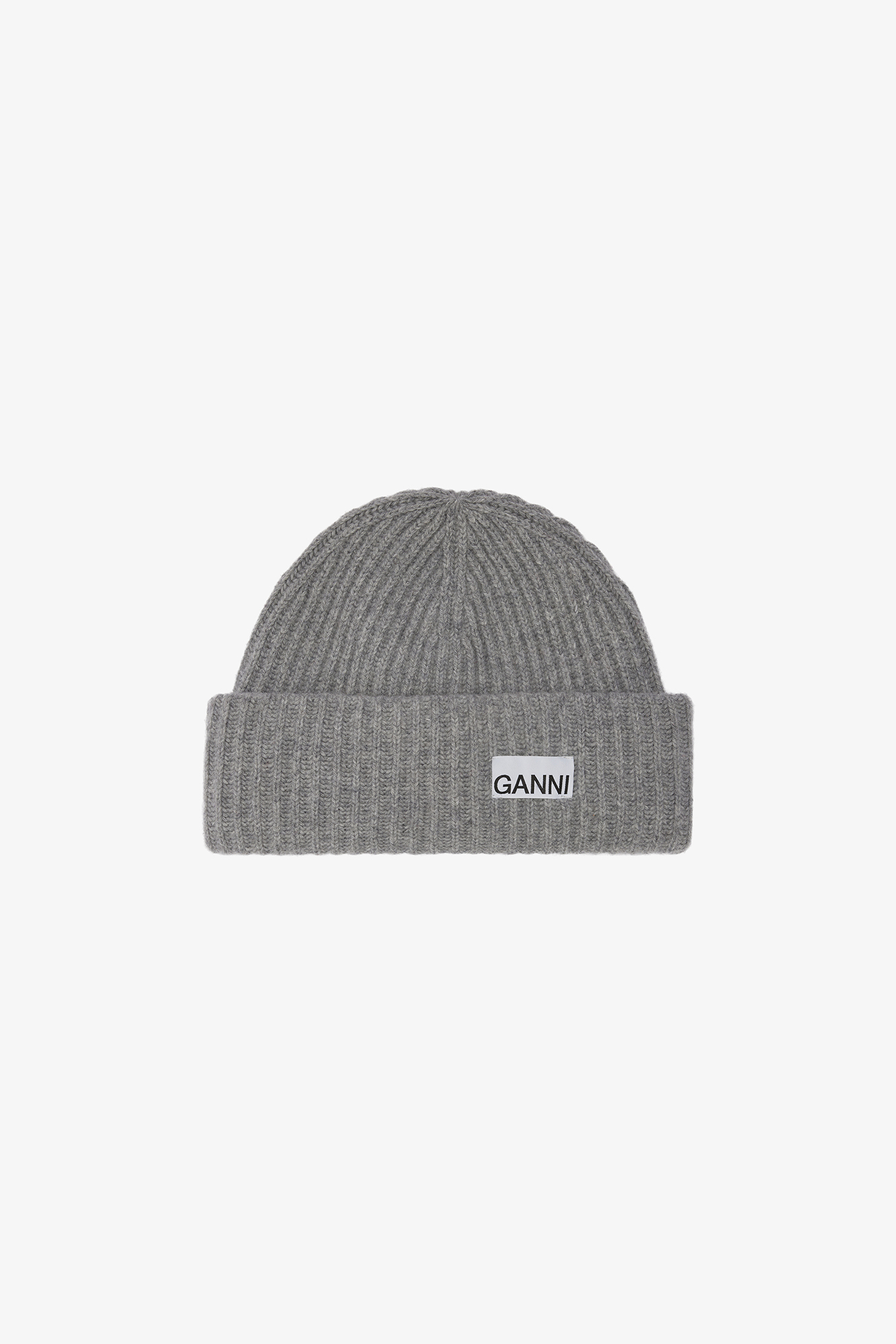 Oversized Wool Rib Knit Beanie | GANNI KR 가니