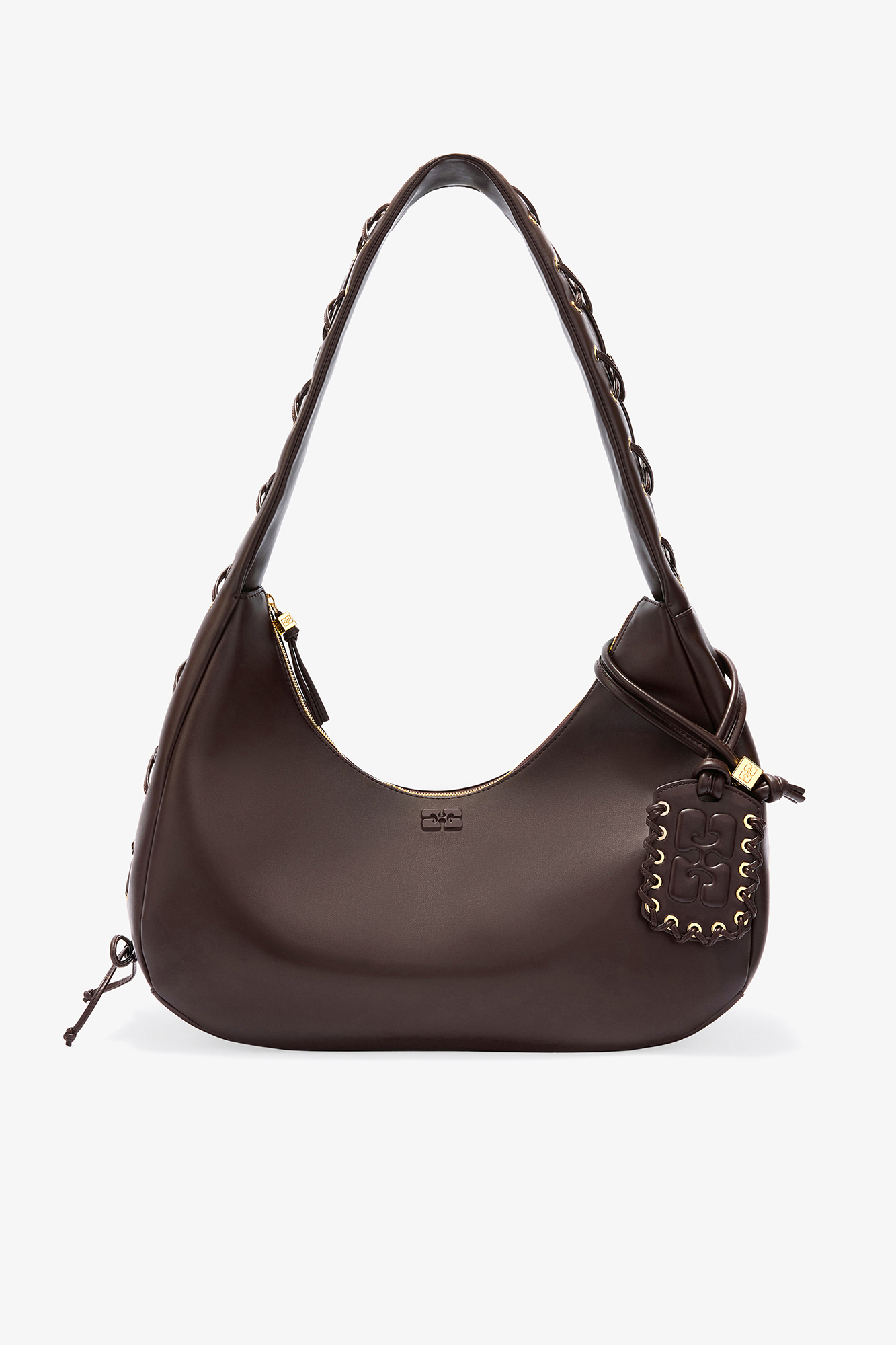 Chocolate Torte Brown Medium Laces Hobo Bag | GANNI US