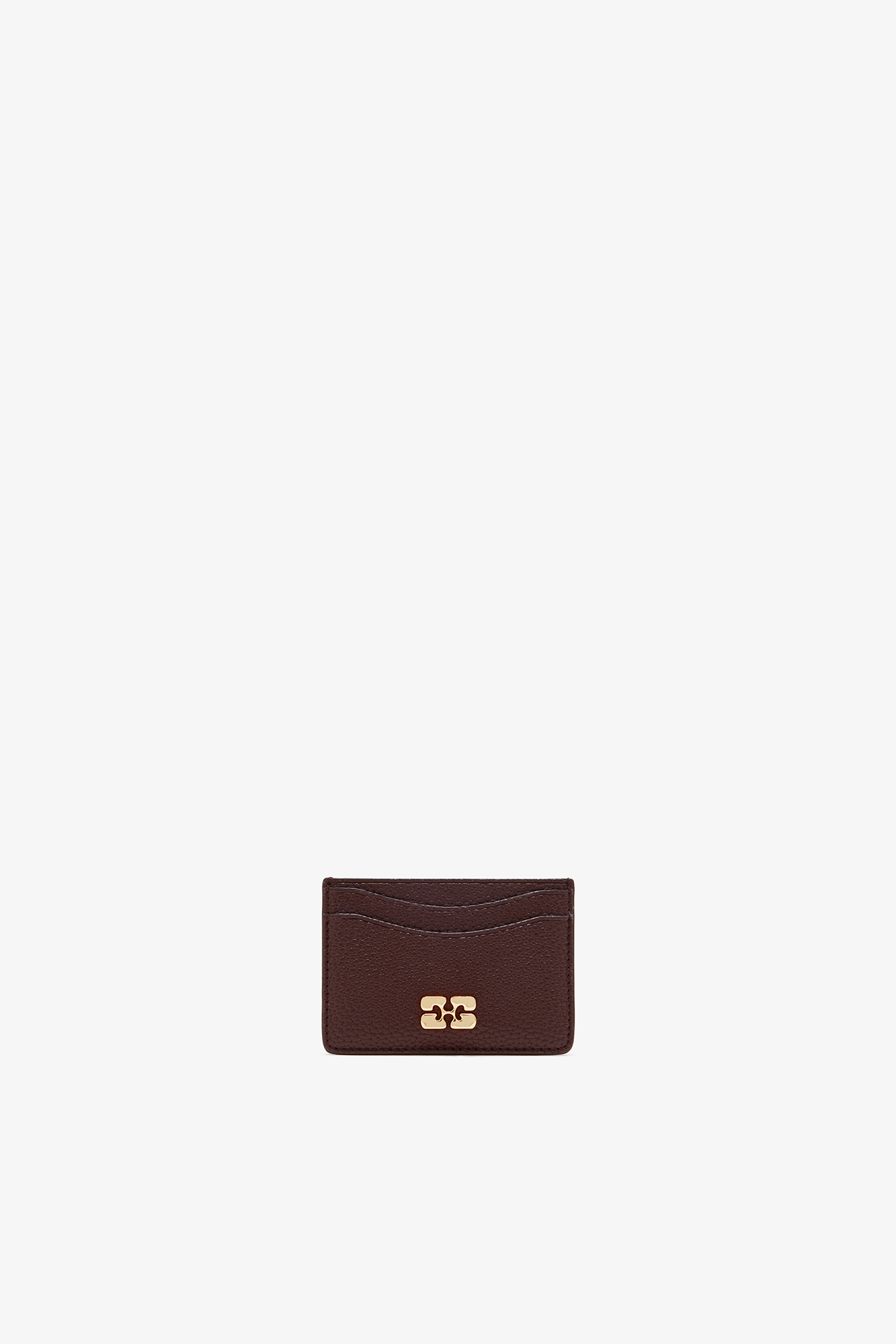 【GANNI】ロゴ入り BOU TRIFOLD WALLET Chicory Coffee Card Holder in Grained Brown | GANNI US