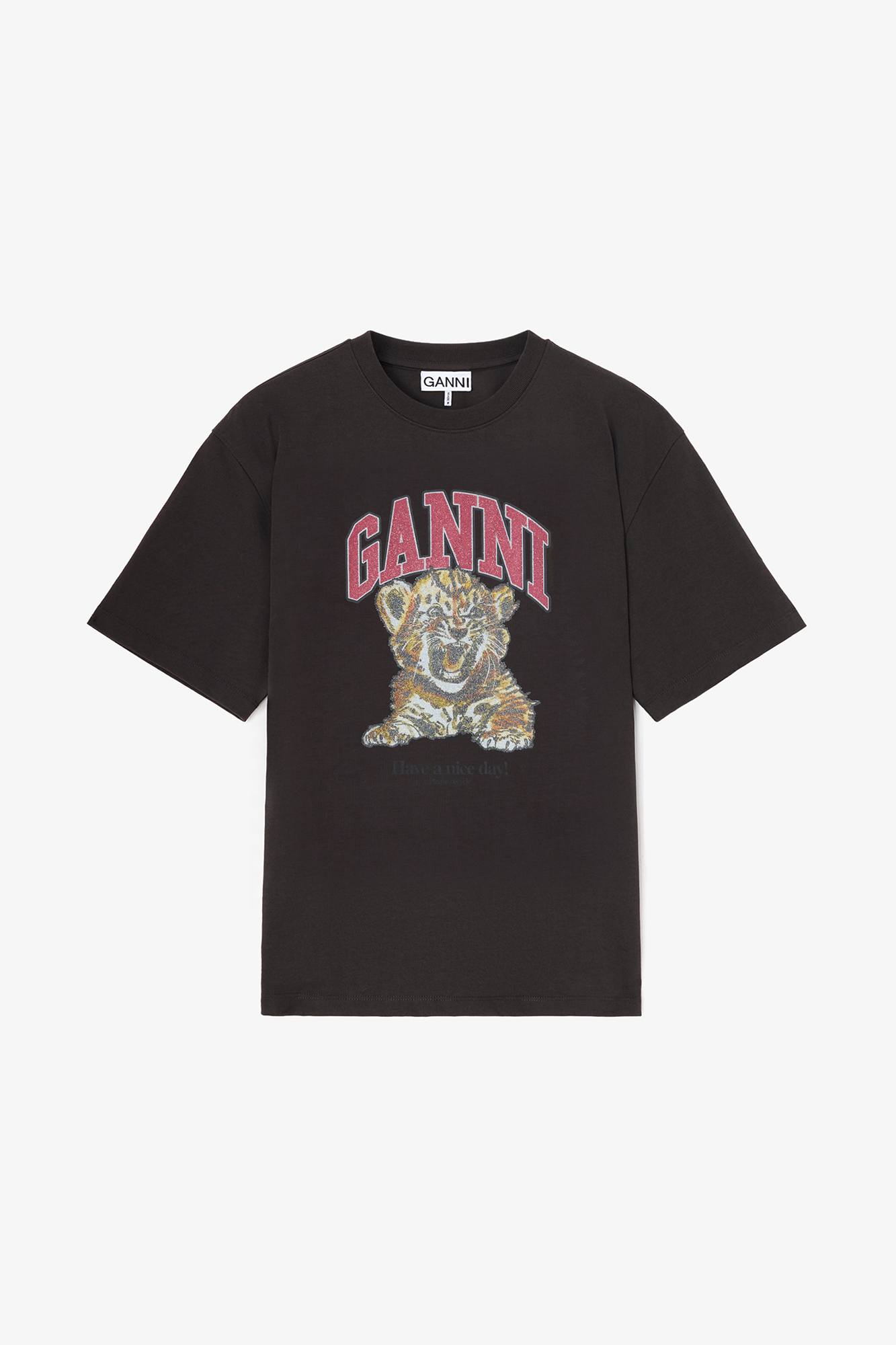 GANNI アニマルプリント T シャツ ブラック M Phantom タイガー Tシャツ | GANNI (Global)