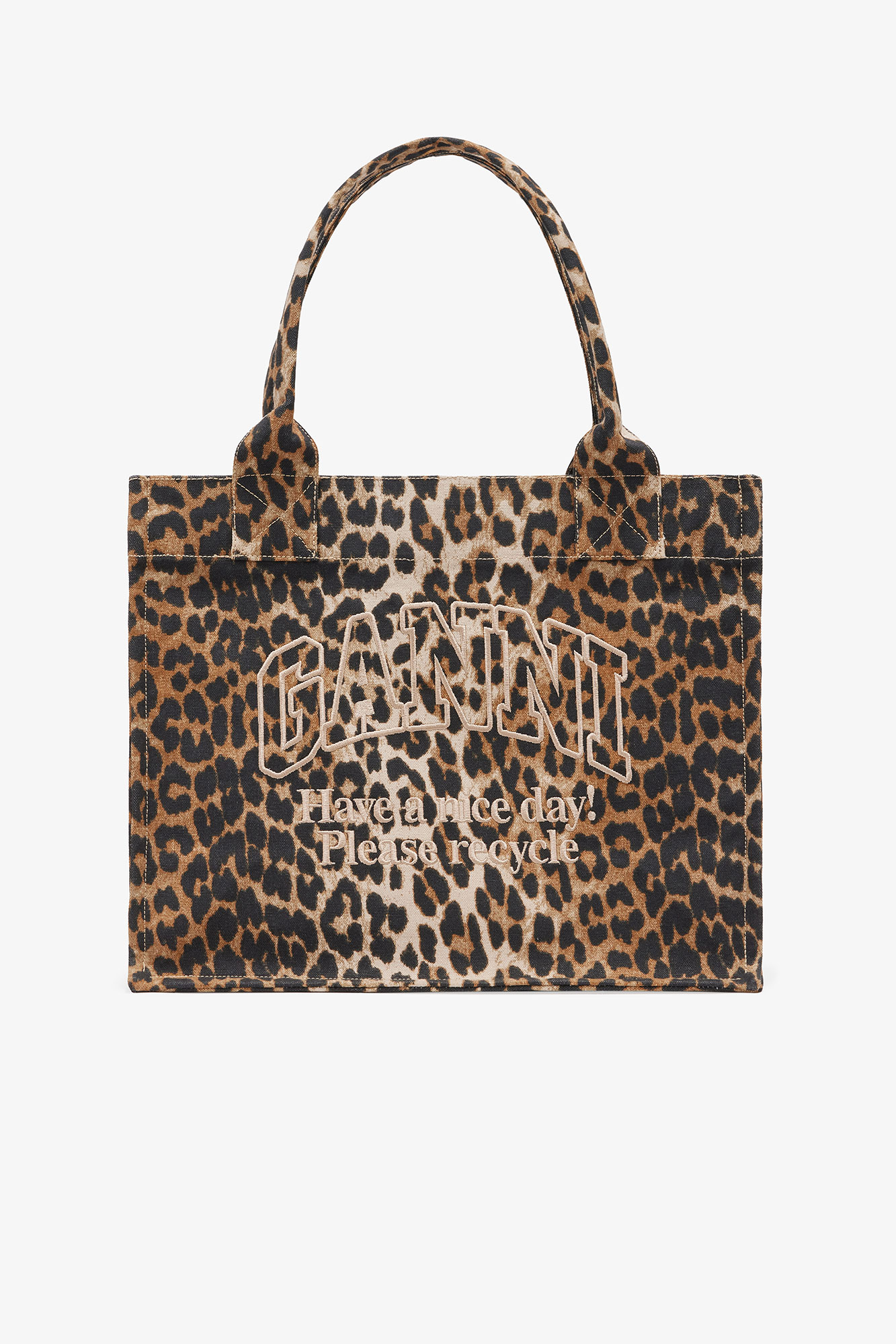 Leopard Leopard Large Canvas Tote Bag | GANNI US