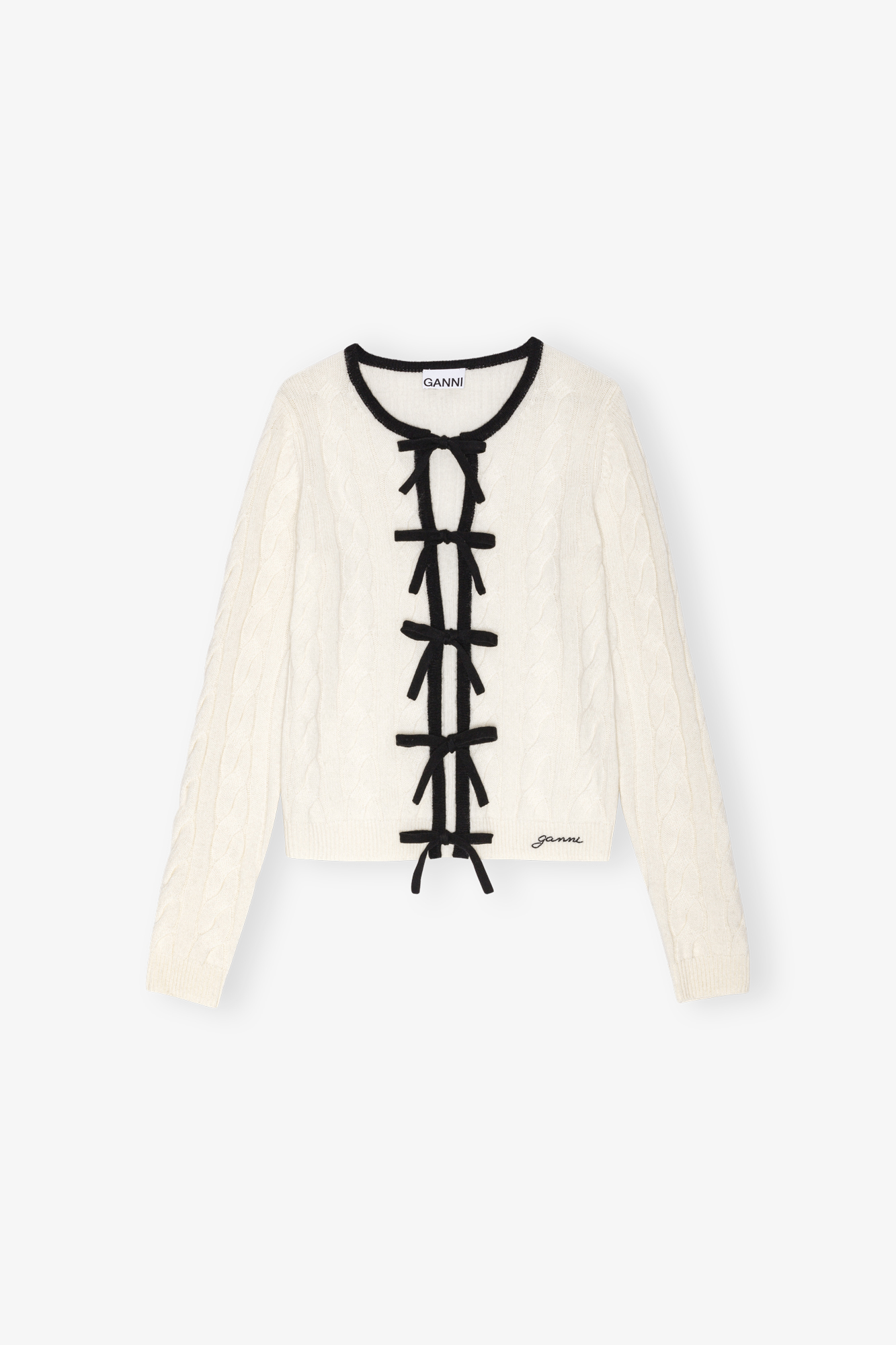 Cardigan in White Cashmere Mix | GANNI US