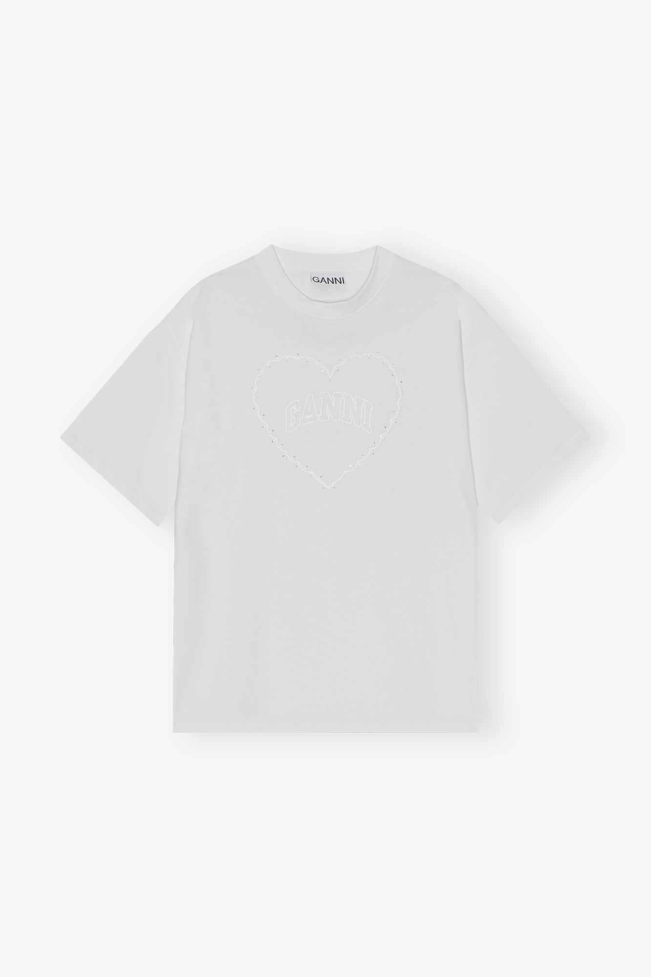 White Heavy Cotton Drop Shoulder Heart T Shirt