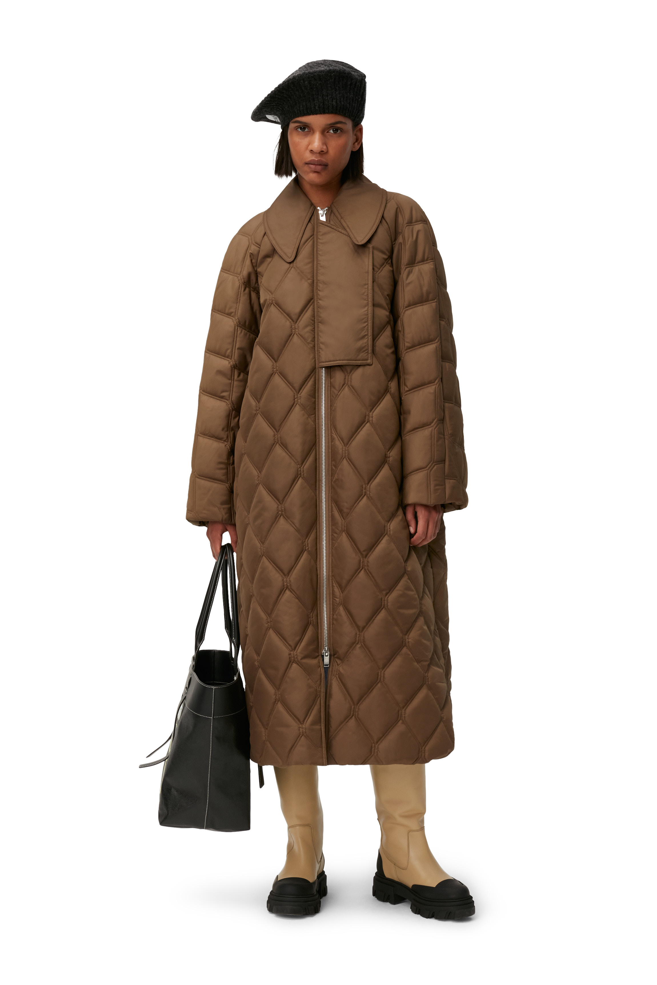 ジャケット・アウター GANNI Recycled Ripstop Quilt COAT 34 Black Ripstop Quilt Coat | GANNI US