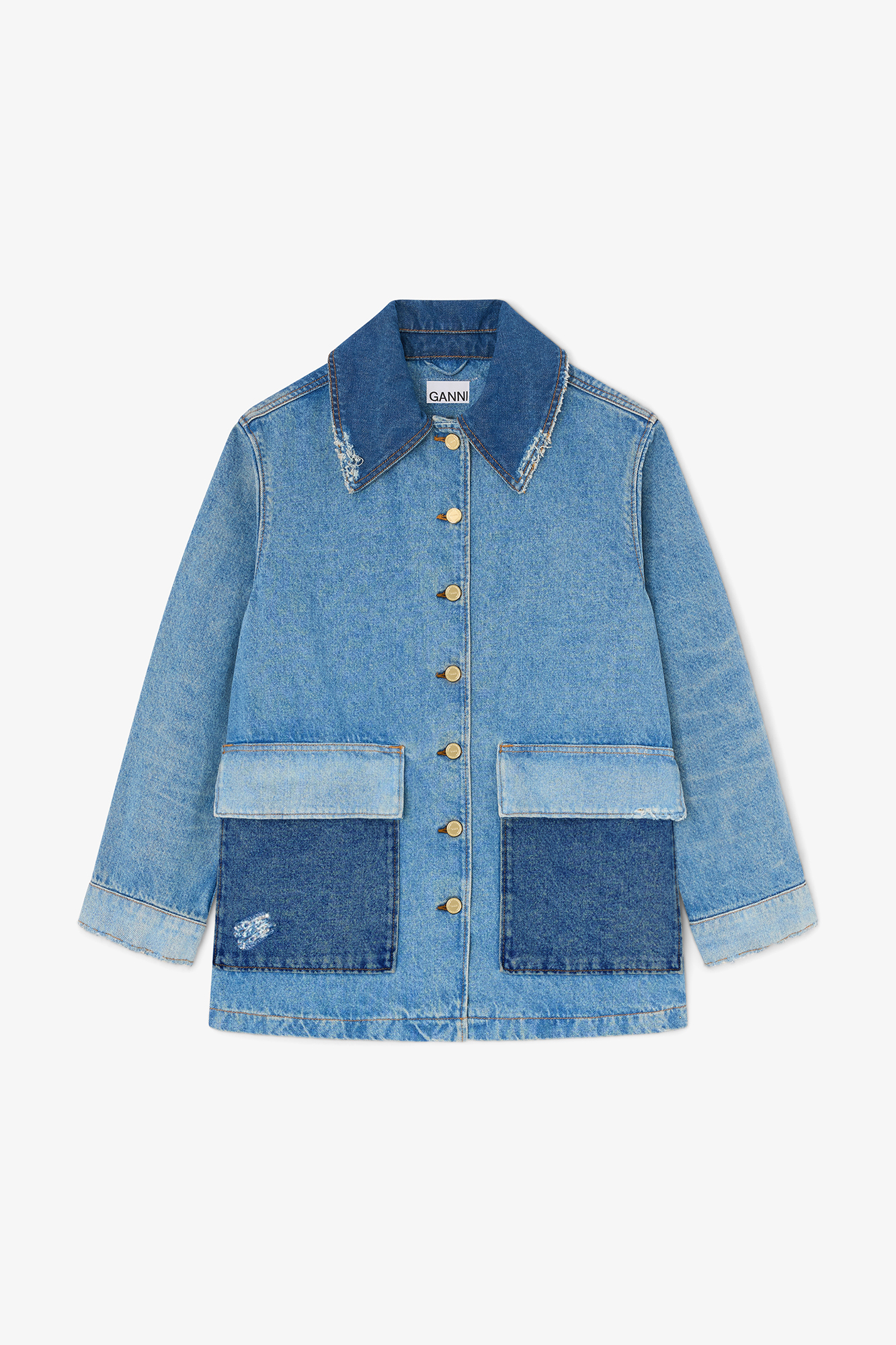 Mid Blue Vintage パッチワークデニムのジャケット | GANNI (Global)