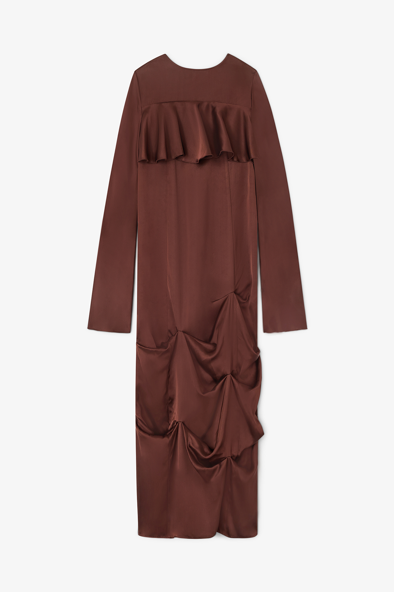 GANNI Brown Ruffle Dress - Size 6 Viscose GANNI Brown Ruffle Dress - Size 6 Viscose