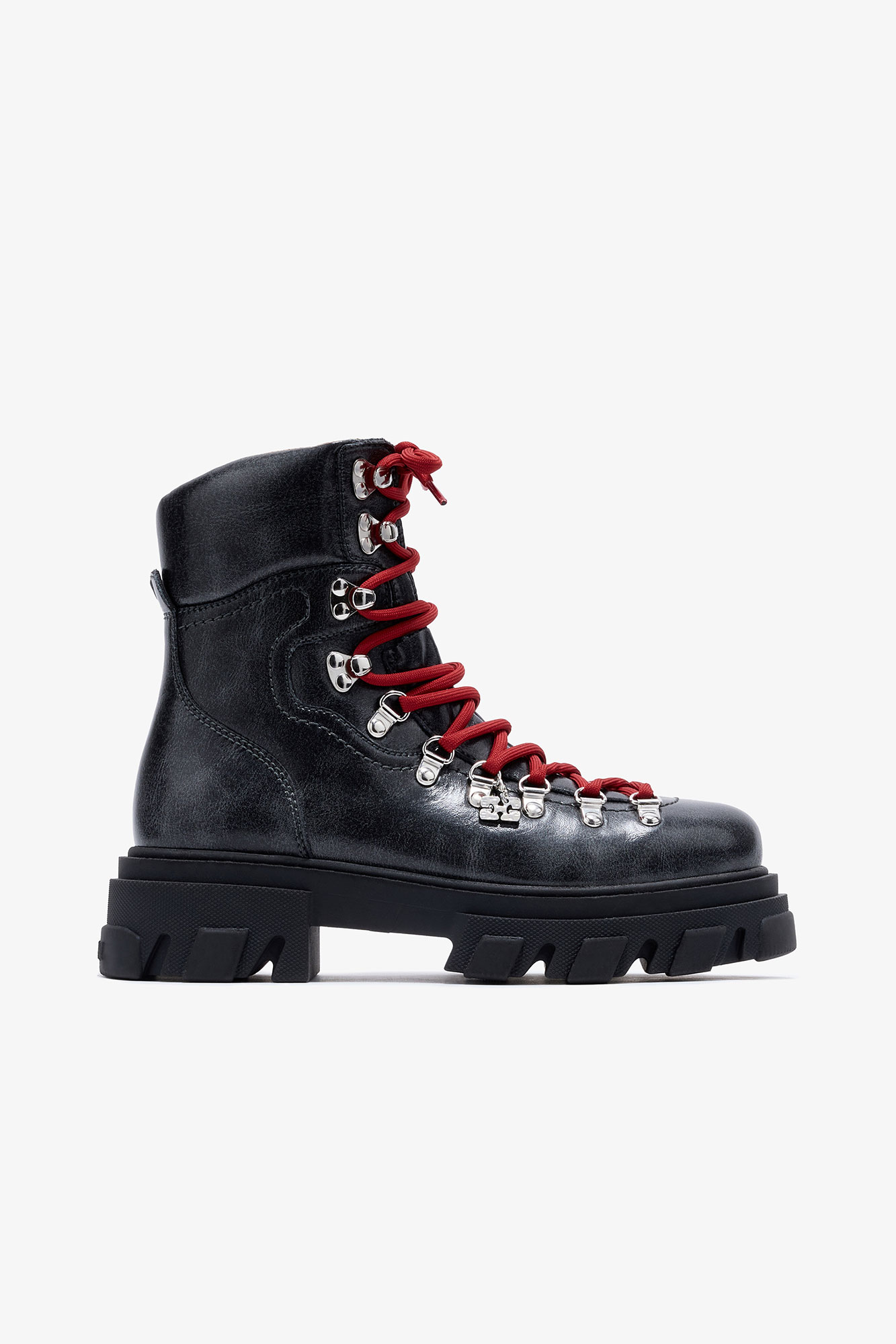 Ebony Cleated Mountain Boot in Dark Grey | GANNI (Global) QA