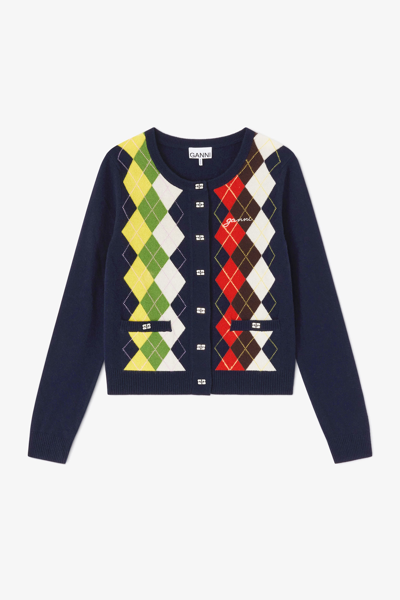 Argyle Print Cardigan | GANNI US
